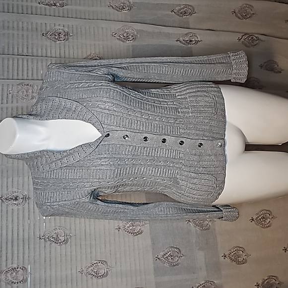 Gray knit button down sweater - Picture 11 of 13